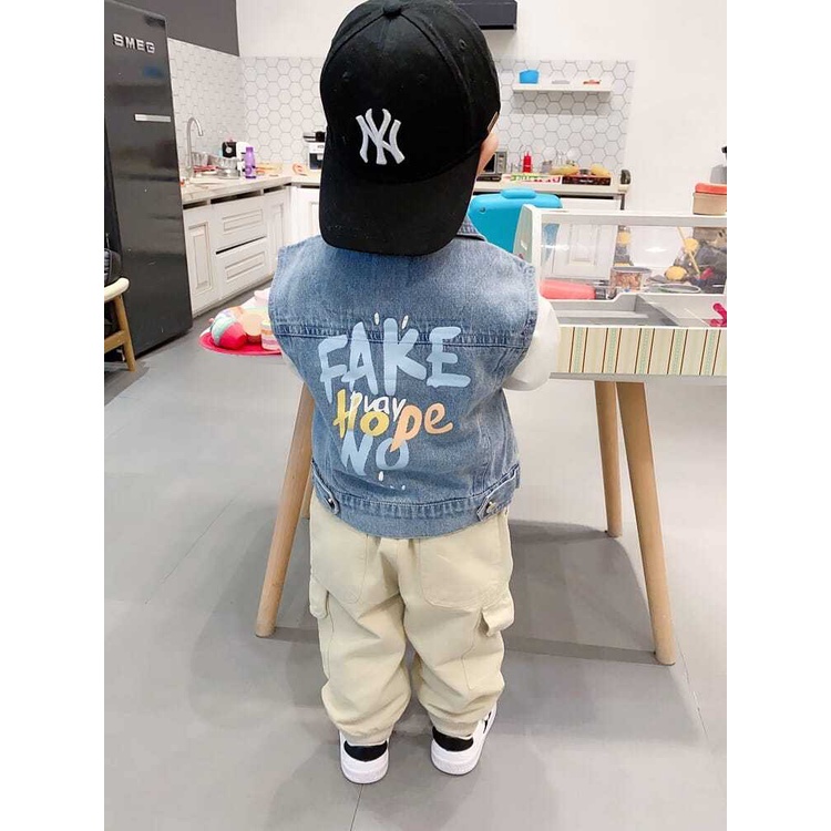 Áo Khoác Denim Không Tay Mềm Mại Thời Trang Mùa Xuân 2022 Dành Cho Bé Trai