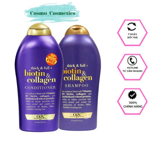 Cặp dầu gội xả BIOTIN&COLLAGEN tím ogx 577mle 13fl.oz giúp tóc suôn mượt giảm gãy rụng