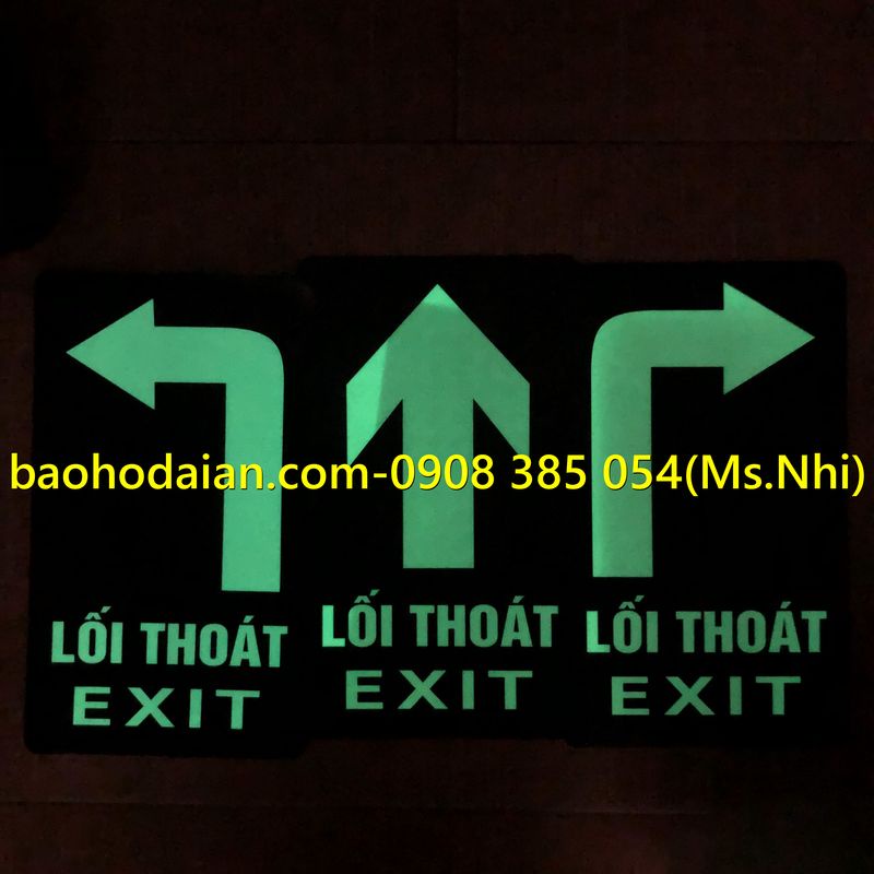 Tấm decal dán chỉ dẫn lối thoát hiểm exit dạ quang (28x16cm)