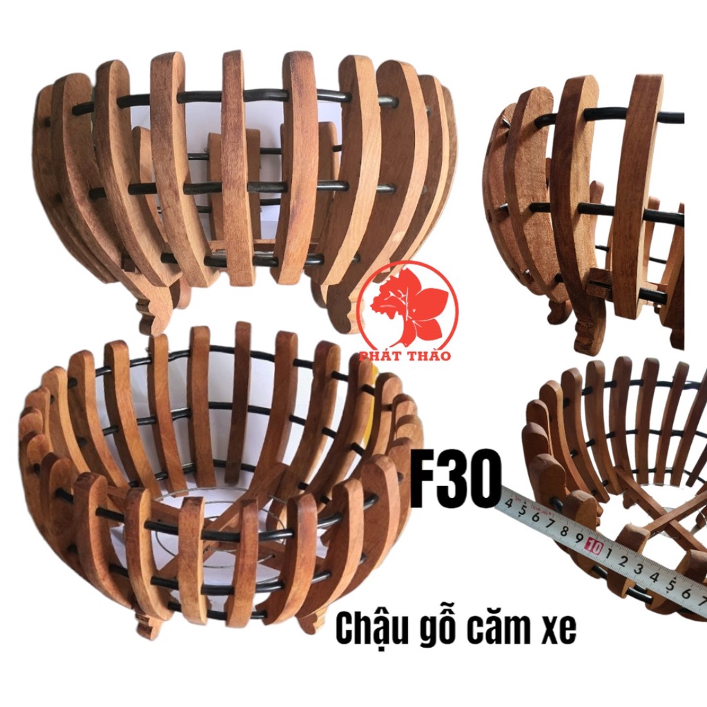 Chậu gỗ trồng lan F30 - 30cm - mẫu BÍ- GỖ Căm Xe LOẠI 1
