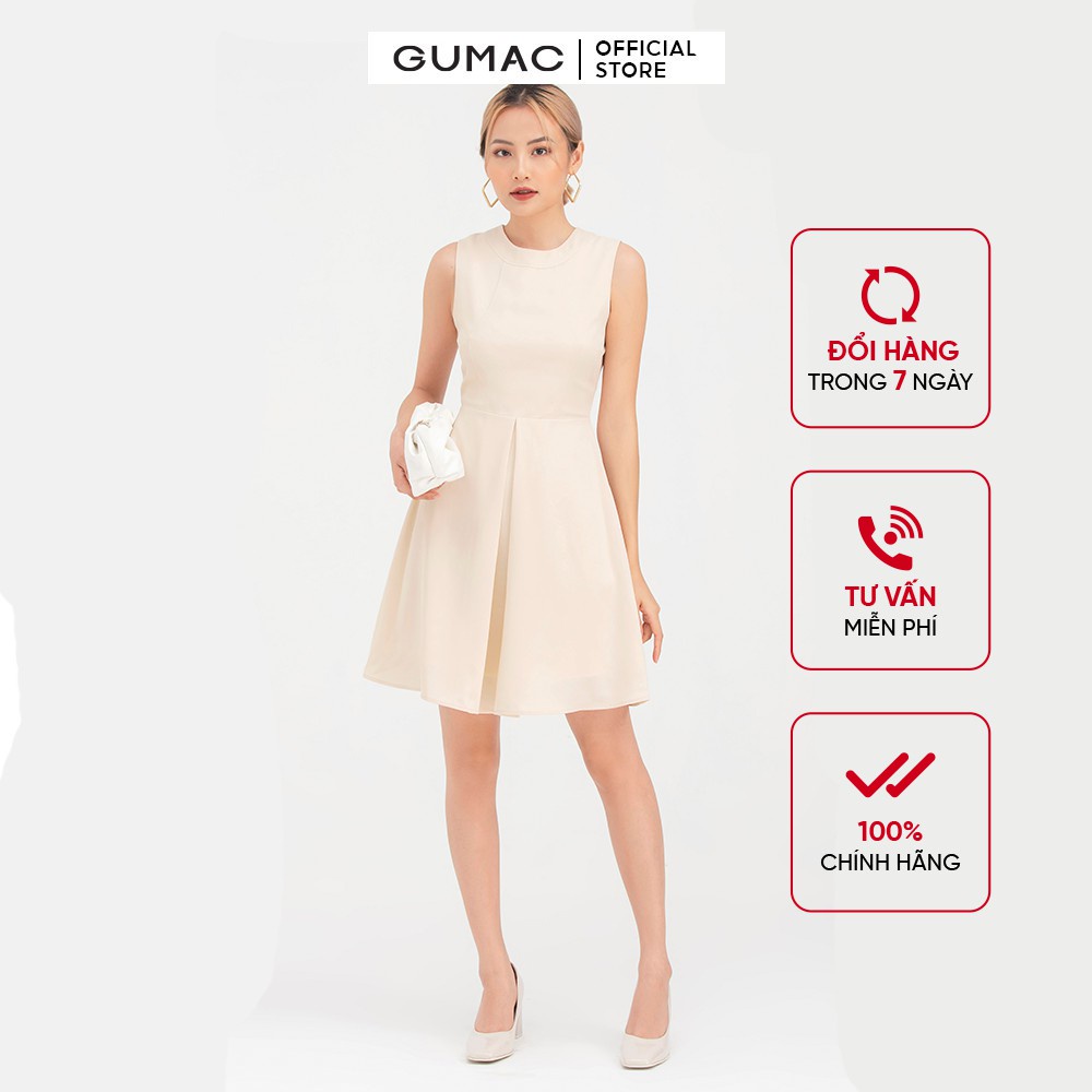 Đầm nữ GUMAC thiết kế xếp ly chiết eo tùng xòe thanh lịch DB768