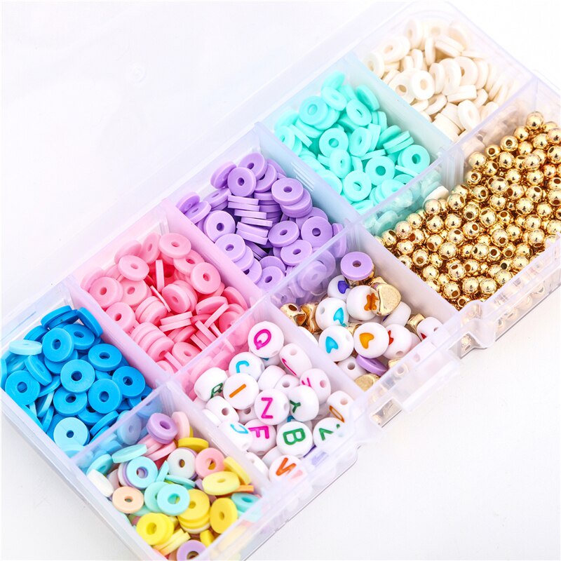 Bộ hạt xỏ lỗ tròn dẹt kích thước 4mm nhiều màu sắc dùng để làm vòng tay thủ công