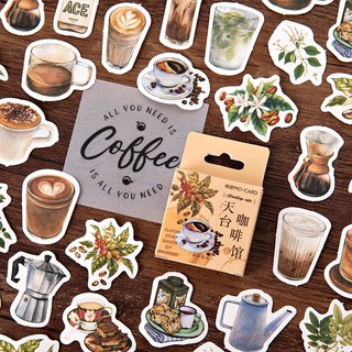 Set sticker COFFEE RETRO 40-46 chiếc trang trí siêu xinh