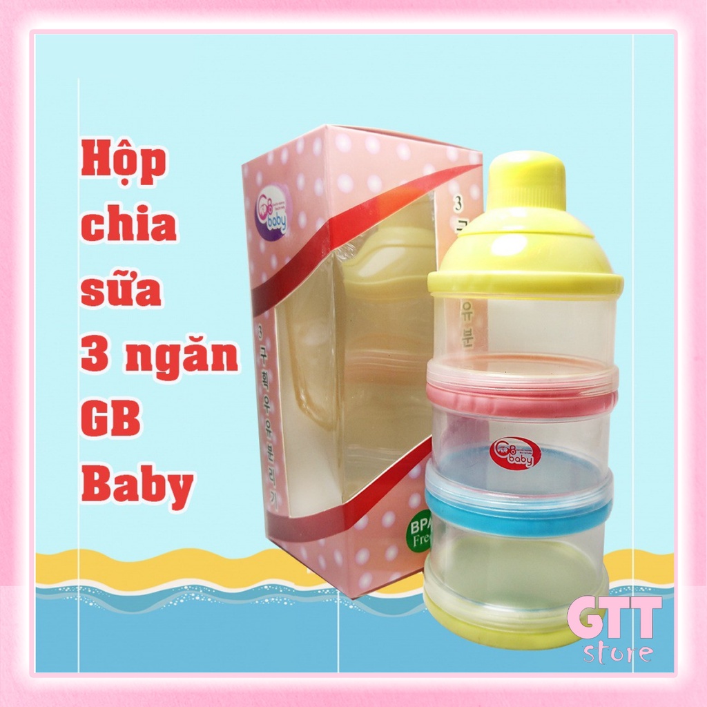 Hộp chia sữa và thức ăn có nắp đậy gb baby hàn quốc 3 ngăn GTT store