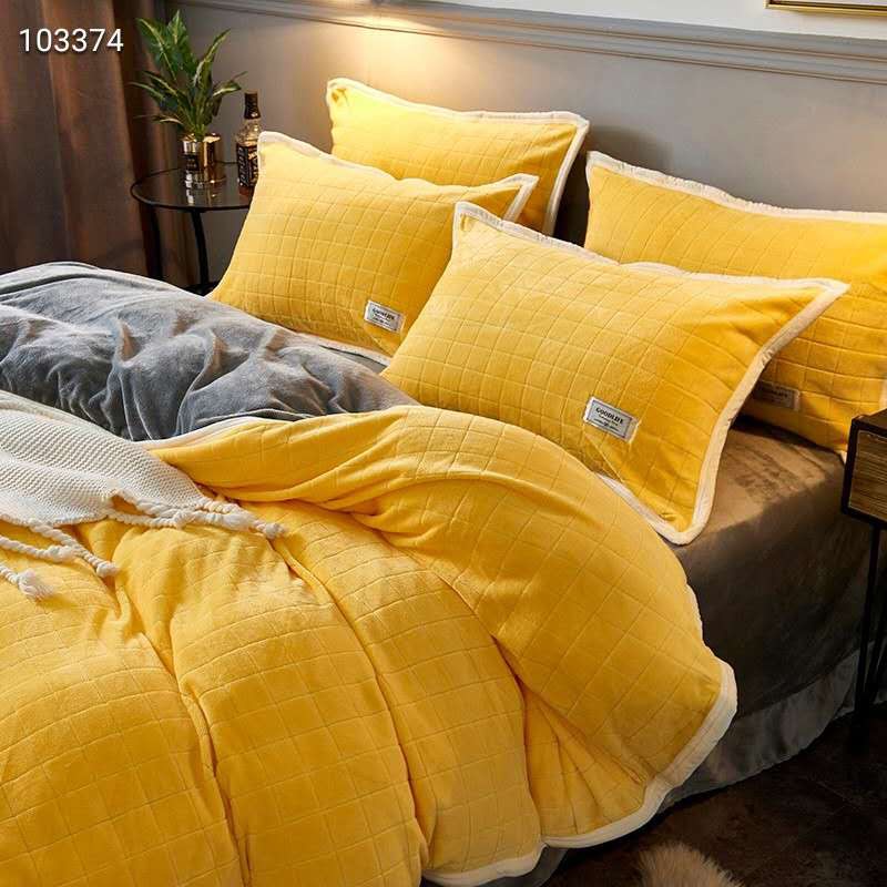 Bộ chăn ga gối nỉ nhung tăm cao cấp phối màu  sang chảnh, đủ siz 1m6 x 2m , 1m8 x 2m , 2m x 2m2 - loại 1