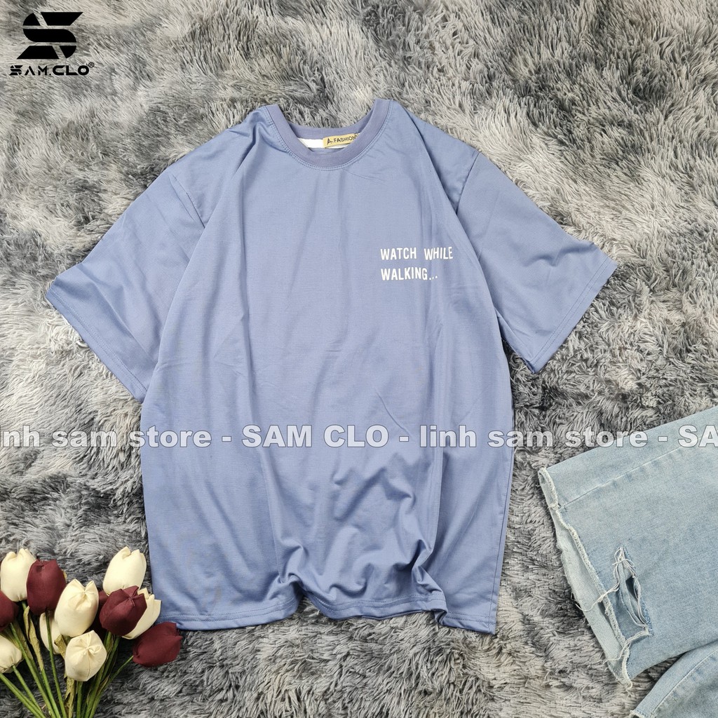 Áo thun nữ tay lỡ SAM CLO freesize phông form rộng Unisex, mặc lớp, nhóm, cặp in chữ leisure travel hình XE BUS