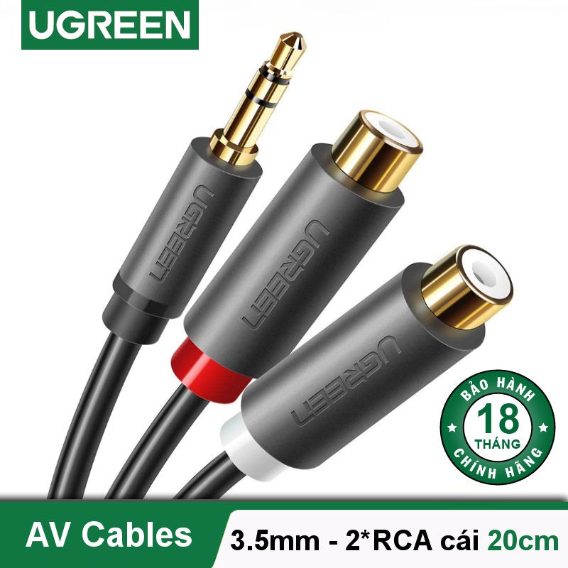 Dây chuyển đổi 3.5mm sang 2 RCA Ugreen 10547 AV109, dài 25CM Chính Hãng