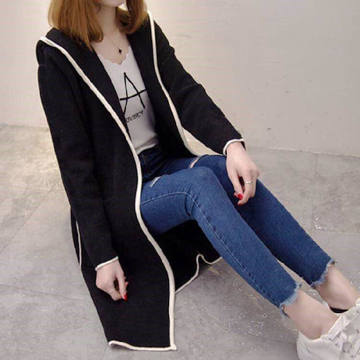 Áo Khoác Cardigan Dáng Rộng Có Mũ Trùm Kiểu Hàn Quốc Thời Trang Xuân Thu Cho Nữ