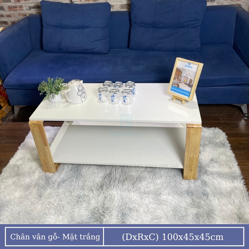 Bàn trà, bàn sofa, cafe 2 mặt bàn chân gỗ tự nhiên mặt kích thước lớn có thể gấp gọn tiết kiệm không gian
