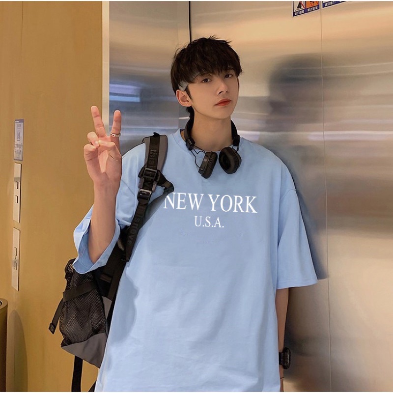 Áo thun phông nam nữ PINK tay lỡ form rộng NEW YORK Unisex