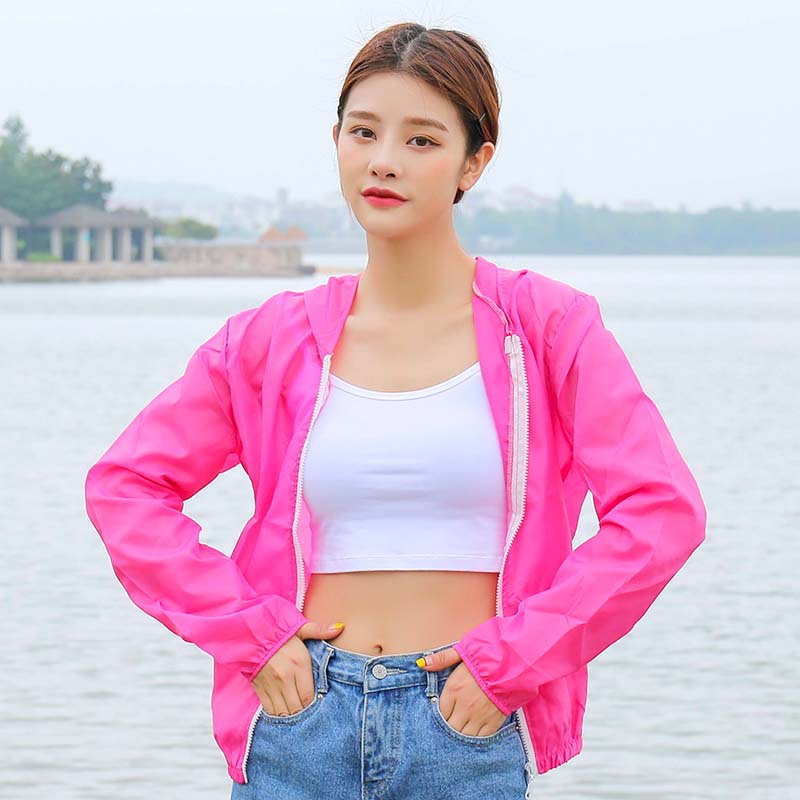 Áo Khoác Chống Nắng Tia Cực Tím Mỏng Khô Nhanh Có Mũ Trùm Đầu Màu Trơn Phong Cách Mới Mùa Hè Cho Nữ