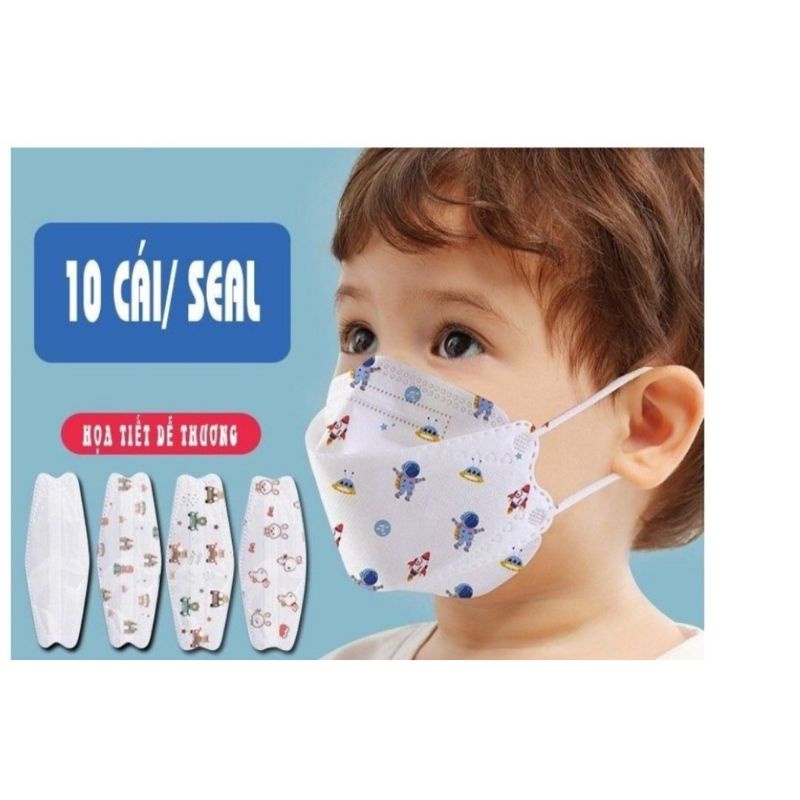 túi 10 khẩu trang kháng khuẩn chống bụi cho bé trai và gái 1-8t