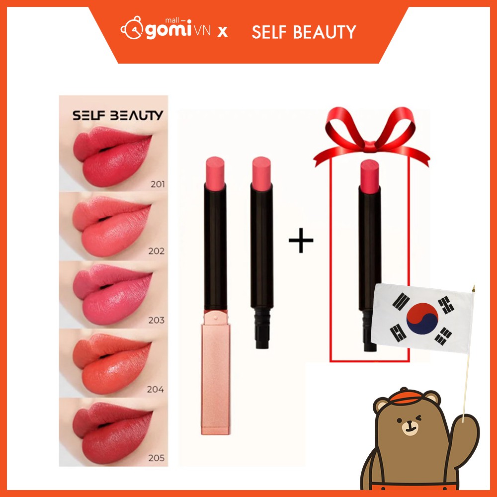 Son Lì Mềm Môi Bóng Mượt Self Beauty Beautitude Sheer Matt Lip GomiMall + Refill Tặng Thêm 01 Refill Ngẫu Nhiên