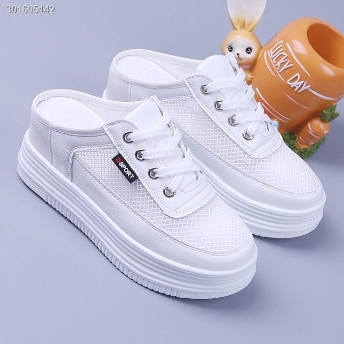 Giày thể thao đế dày tăng chiều cao phối lưới thoáng khí thời trang xuân hè thiết kế mới thời trang 2021 cho phái nữ