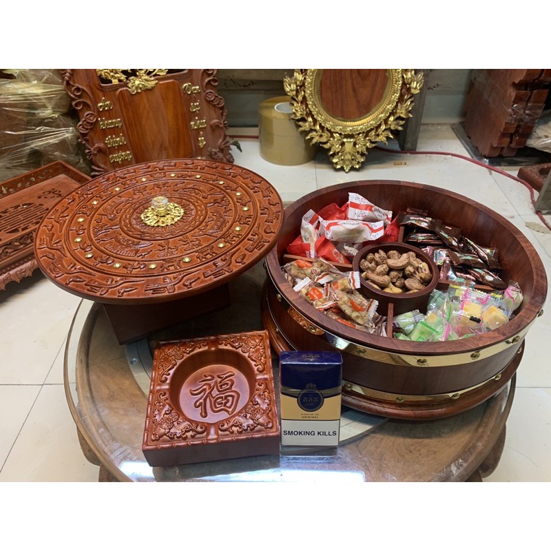 Khay bánh kẹo mẫu trống đồng