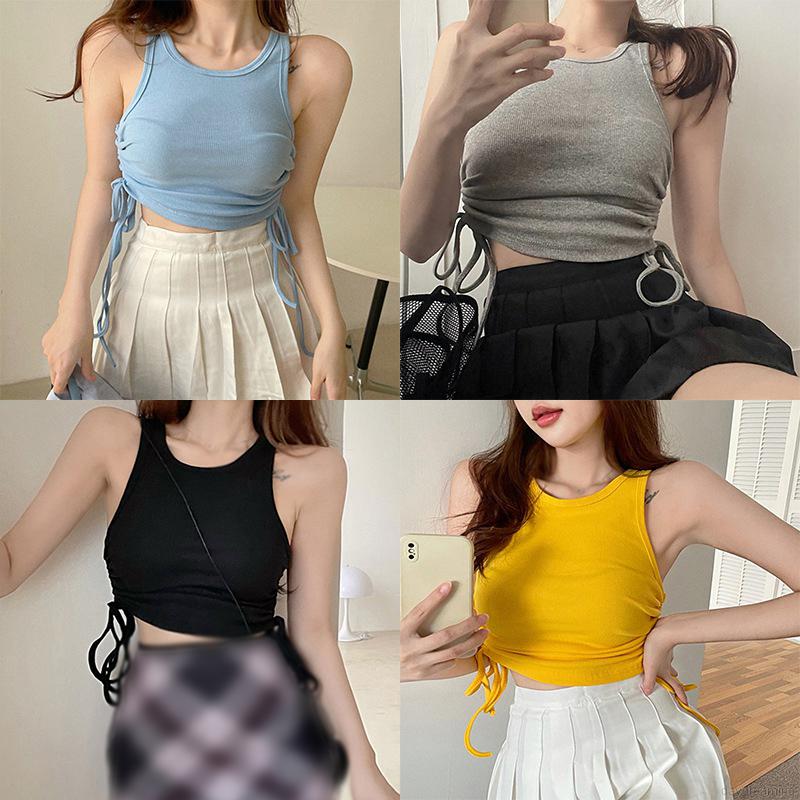 Áo Không Tay Dáng Ôm Thắt Dây Rút Gợi Cảm Thời Trang Mùa Hè Cho Nữ