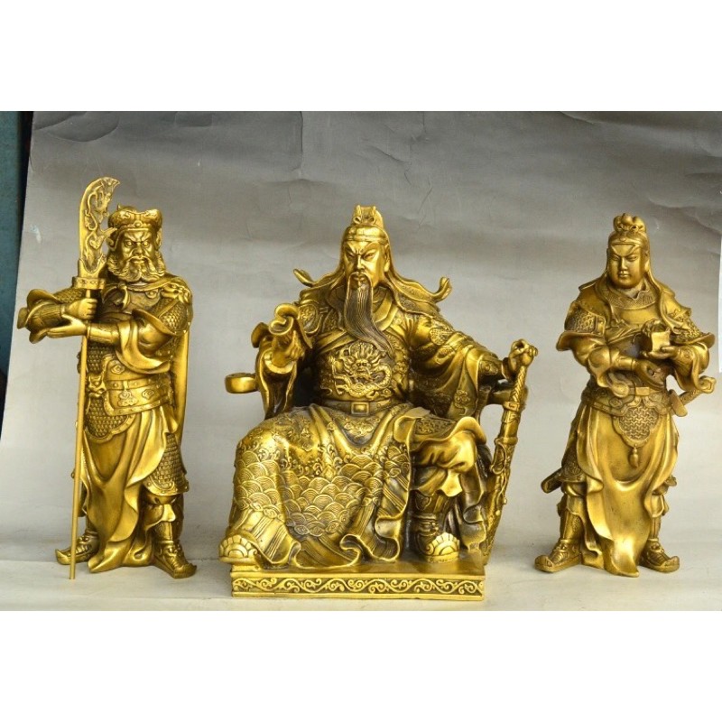 Tượng đồng Quan Công và Quan Bình Châu Sương cao 40cm