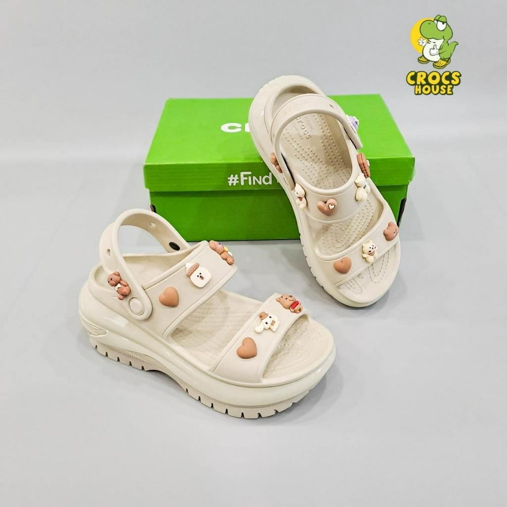 Sandal cross mega crush đế bóng tặng kèm 10 jibbitz sticker 3D xịn, xăng đan crush đế cao siêu hách dáng - Nhà Cá Sấu