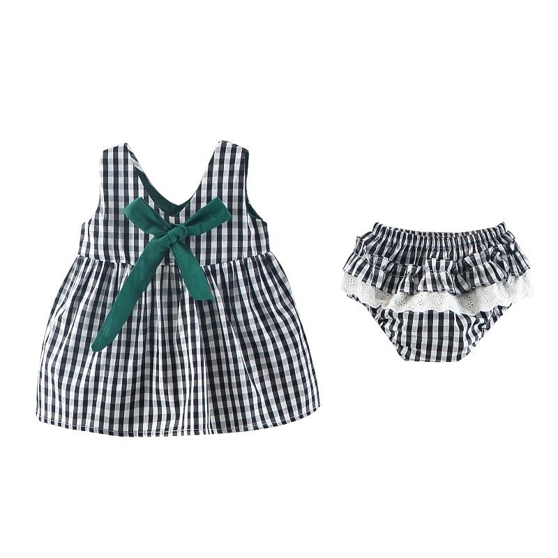 Thanh lý set đầm kẻ không tay 6-12m