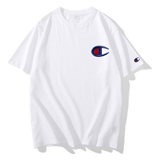 Áo Thun Cotton Tay Ngắn Cổ Tròn Thêu Chữ Champion Phong Cách Nhật Bản Cho Nam Và Nữ