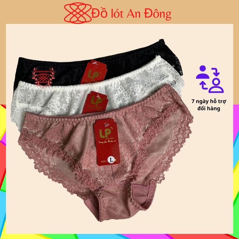Quần lót nữ cao cấp ren đáy ngắn, Quần chíp nữ cạp thấp, Size M L XL XXL, đồ lót An Đông,QLTLP