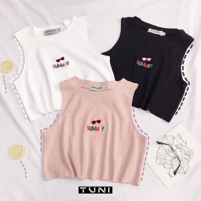 [Mã FAMAYWA giảm 10K đơn 50K] Áo tanktop croptop 3 lỗ thêu SUMMER | BigBuy360 - bigbuy360.vn