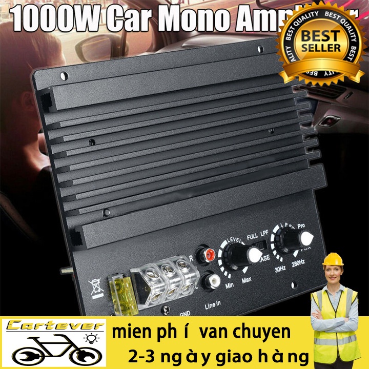 Bảng Mạch Khuếch Đại Âm Thanh Siêu Trầm Cho Xe Hơi 12v 28-160khz 1000w 17x14.6cm