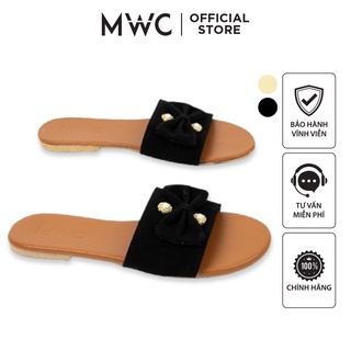Dép MWC 3444 - Dép Đế Bệt Quai Ngang Đính Nơ Xinh Xắn, Dép Nư Quai Ngang Dễ Thương Sành Điệu