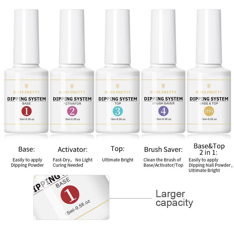 BORN PRETTY Bột Nhúng Móng Tay Acrylic Trong Suốt Dạng Lỏng 15ML