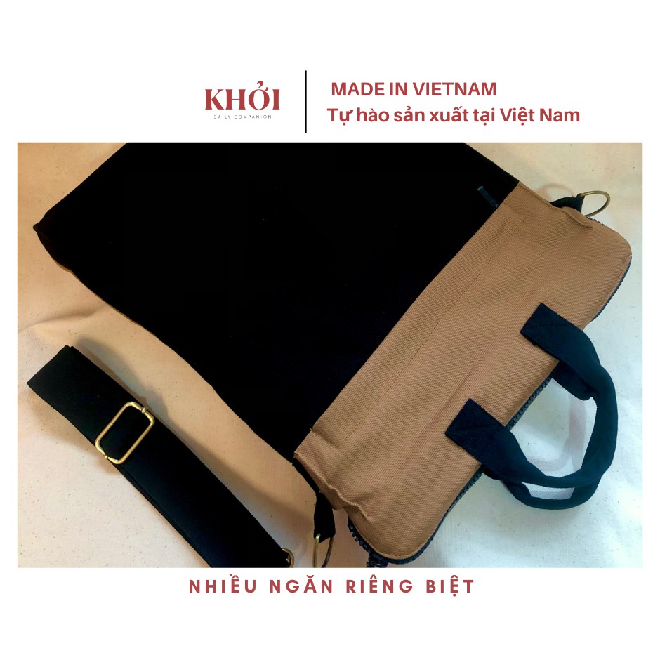 Túi Chống Sốc Laptop 13inch, 14inch KHỞI CANVAS, Túi Đeo Chéo Dáng Dọc, Thiết Kế Thanh Lịch, Có Nhiều Màu 2023