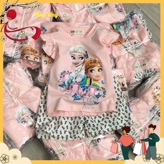 Sbg32 - bộ bé gái cotton hồng elsa quần cherry