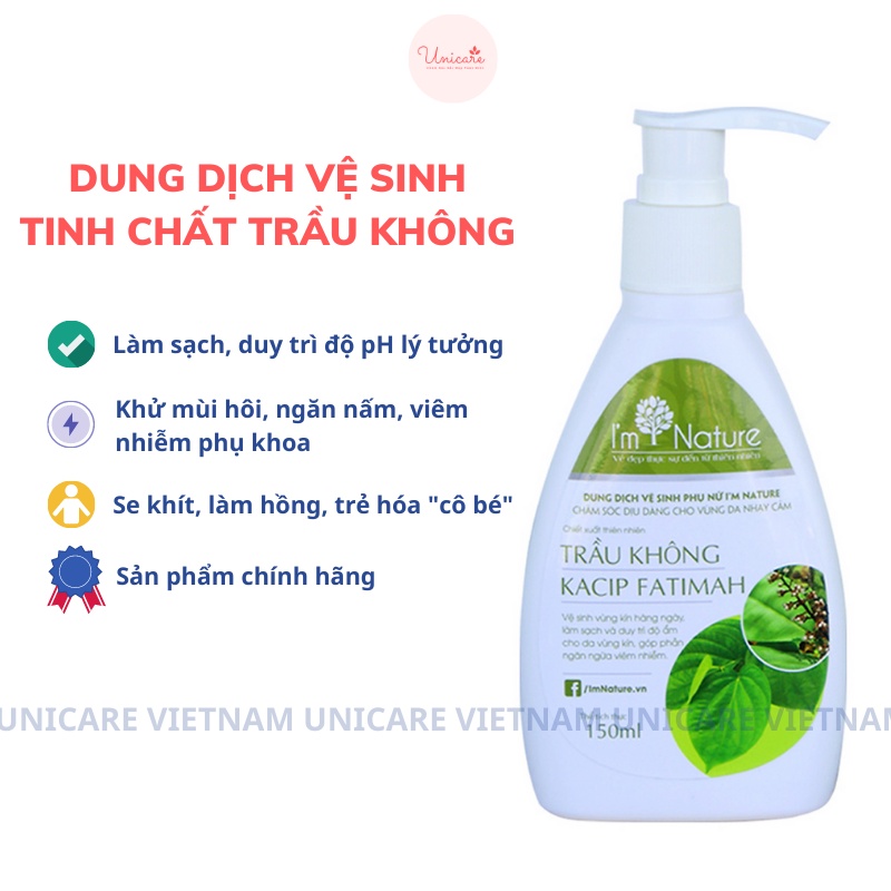 Dung dịch vệ sinh phụ nữa Trầu Không I'm Nature 150ml -  An toàn với cả mẹ bầu sau sinh