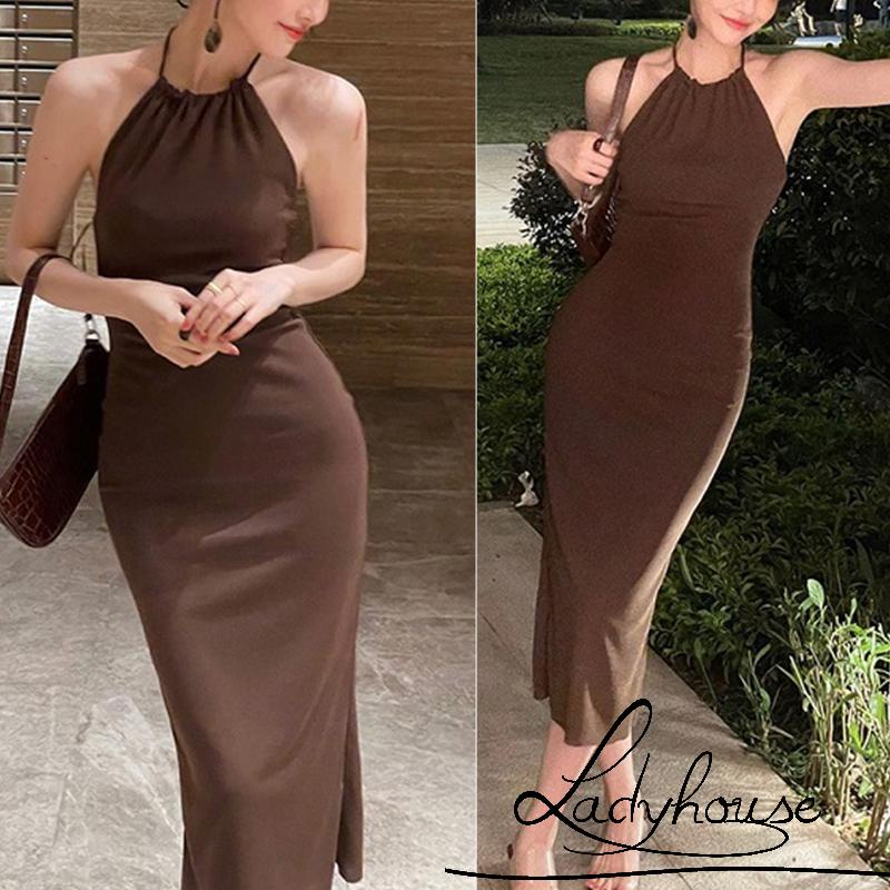 Đầm dài không tay hở lưng màu sắc thời trang dành cho nữ