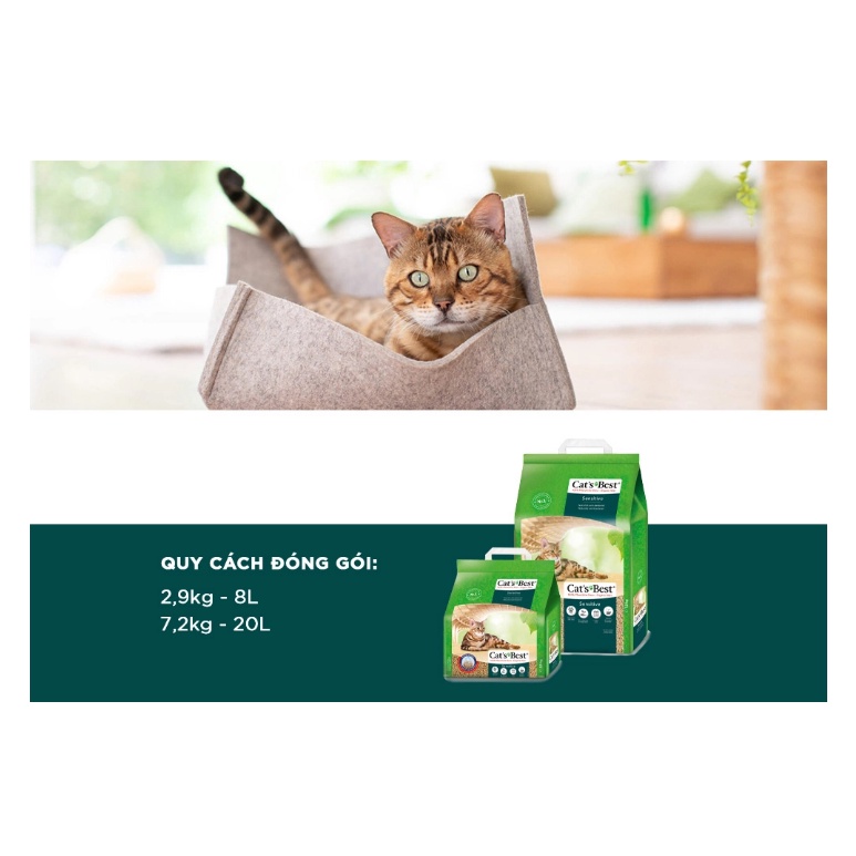 Cát gỗ vệ sinh cho mèo Cat's Best Sensitive  | Siêu thấm hút | Vón cục | Xả được trong tolet
