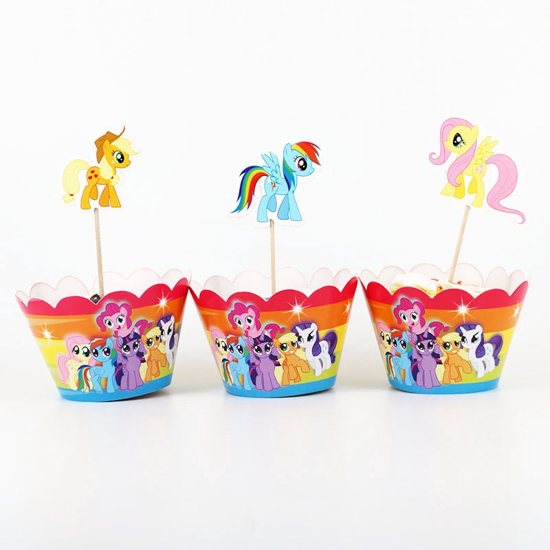 Bộ 12 Giấy Gói Bánh Cupcake Hình Ngựa Pony