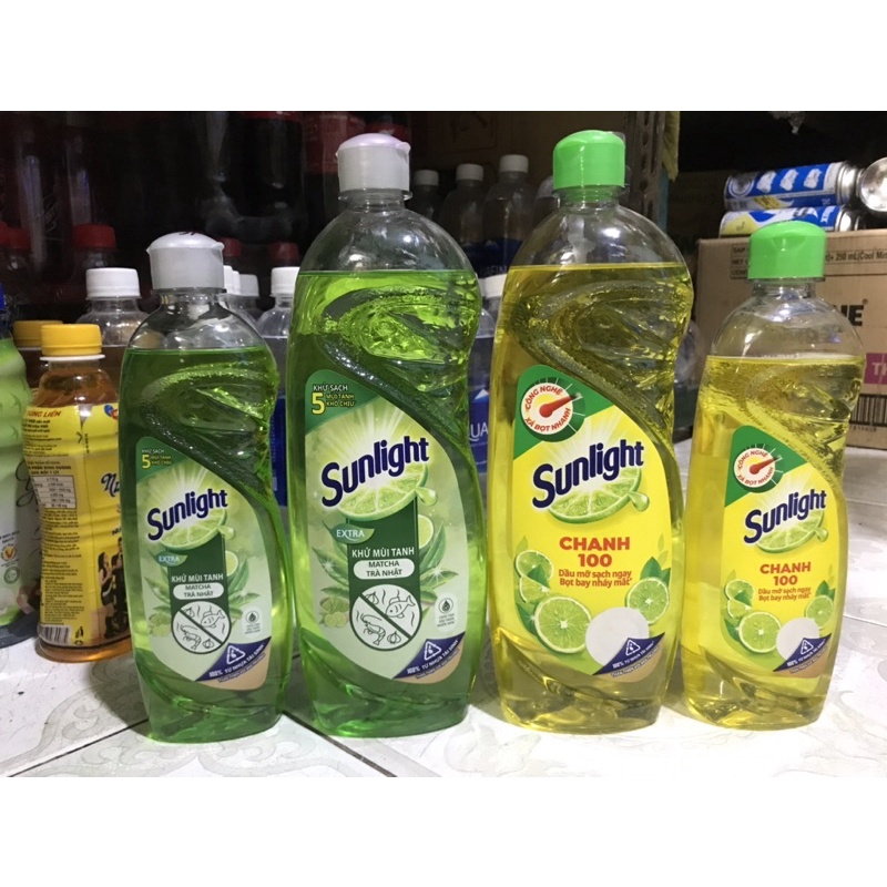 Nước rửa chén Sunlight Chai - Hương Chanh, Trà xanh (750g và 400g)