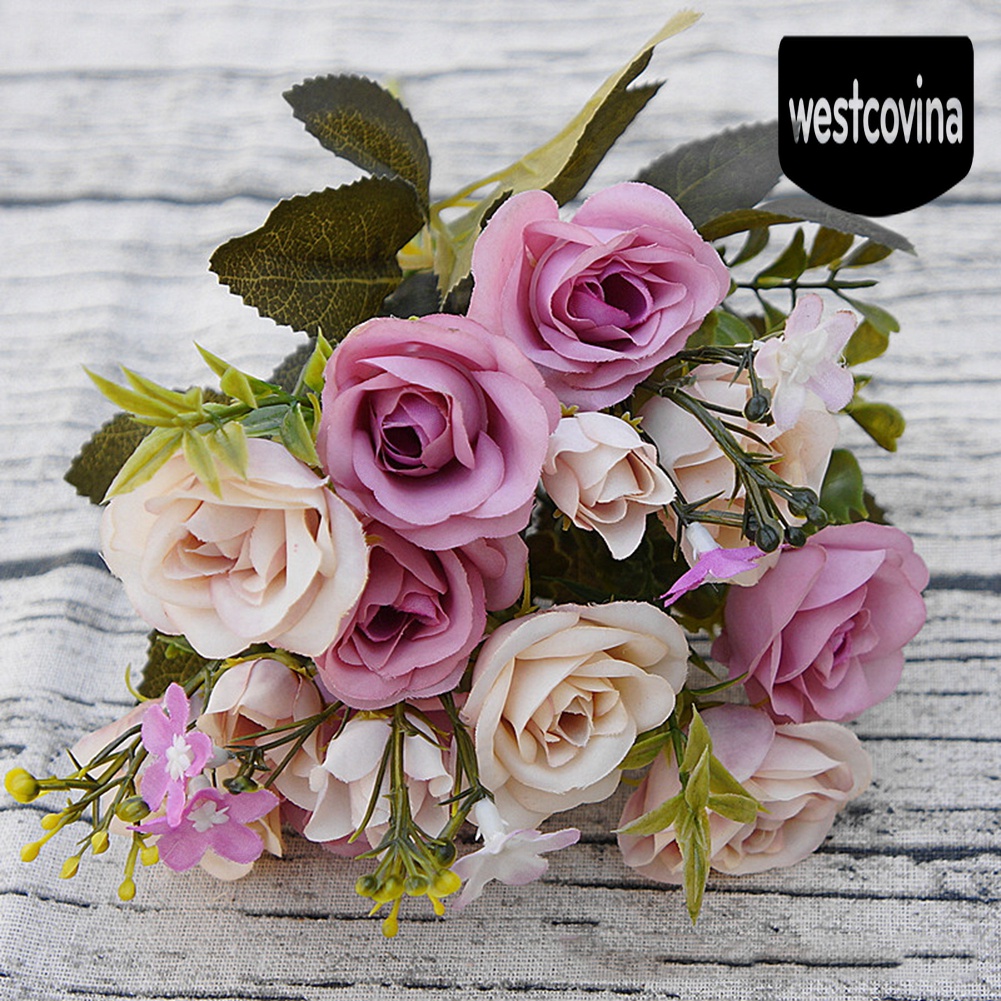 [Hot]☀ 1 Bó Hoa Gồm 10 Bông Hoa Hồng Giả Theo Phong Cách Hoàng Gia Châu Âu