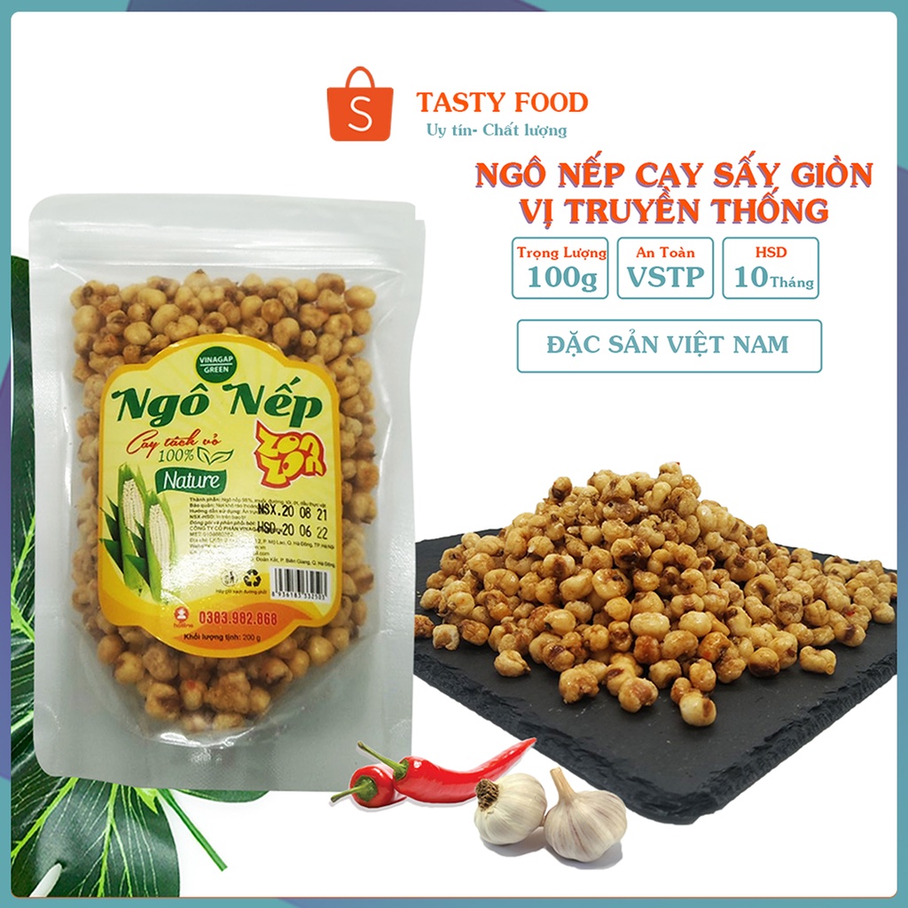 ngô cay giòn thượng hạng vị truyển thống gói 100g, ngô sấy cay đồ ăn vặt Tasty Food