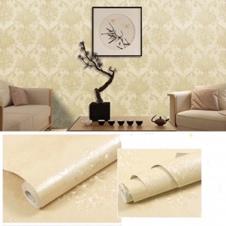 Giấy dán tường hoạ tiết vàng có keo 10m x45 cm