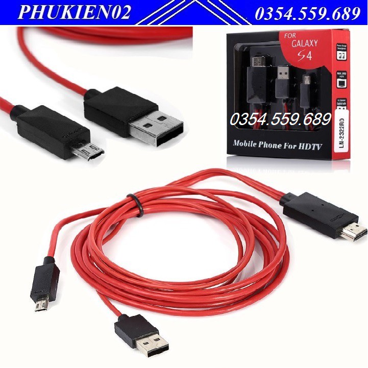 Cáp HDMI MHL 11pin cho điện thoại Android (Đỏ)