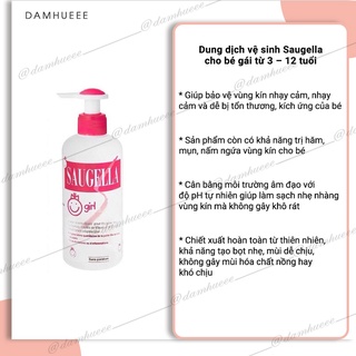 Dung dịch vệ sinh dành cho bé gá 2-12 TUỔI Saugella Pháp 200ml