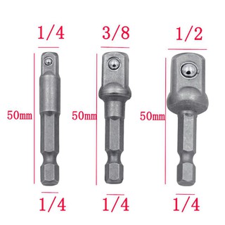3Pcs Socket Adapter Drill Bits Set Hex Shank Driver Tools