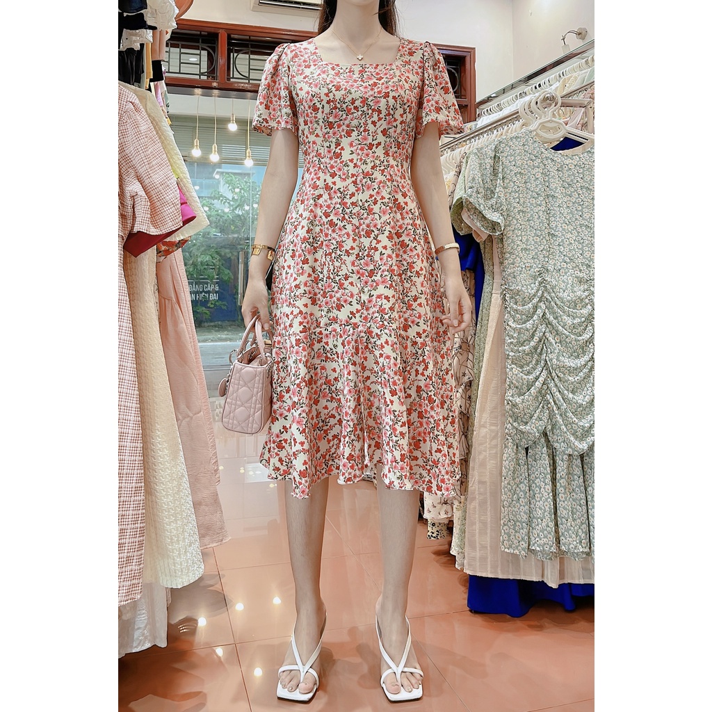 VÁY TẰM HOA ANH ĐÀO ĐUÔI CÁ XẺ ẨN