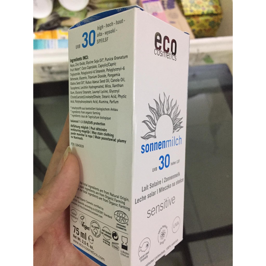 HỮU CƠ - KEM CHỐNG NẮNG NGƯỜI LỚN HỮU CƠ ECO. SPF 30 (75ml) (HSD: 10/2021)