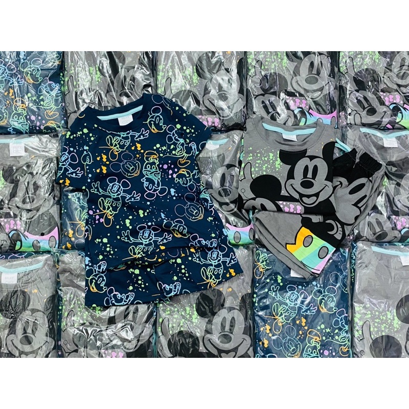 Set 2 bộ cộc tay Mickey cho bé trai màu ghi xanh size từ 10-24 cân