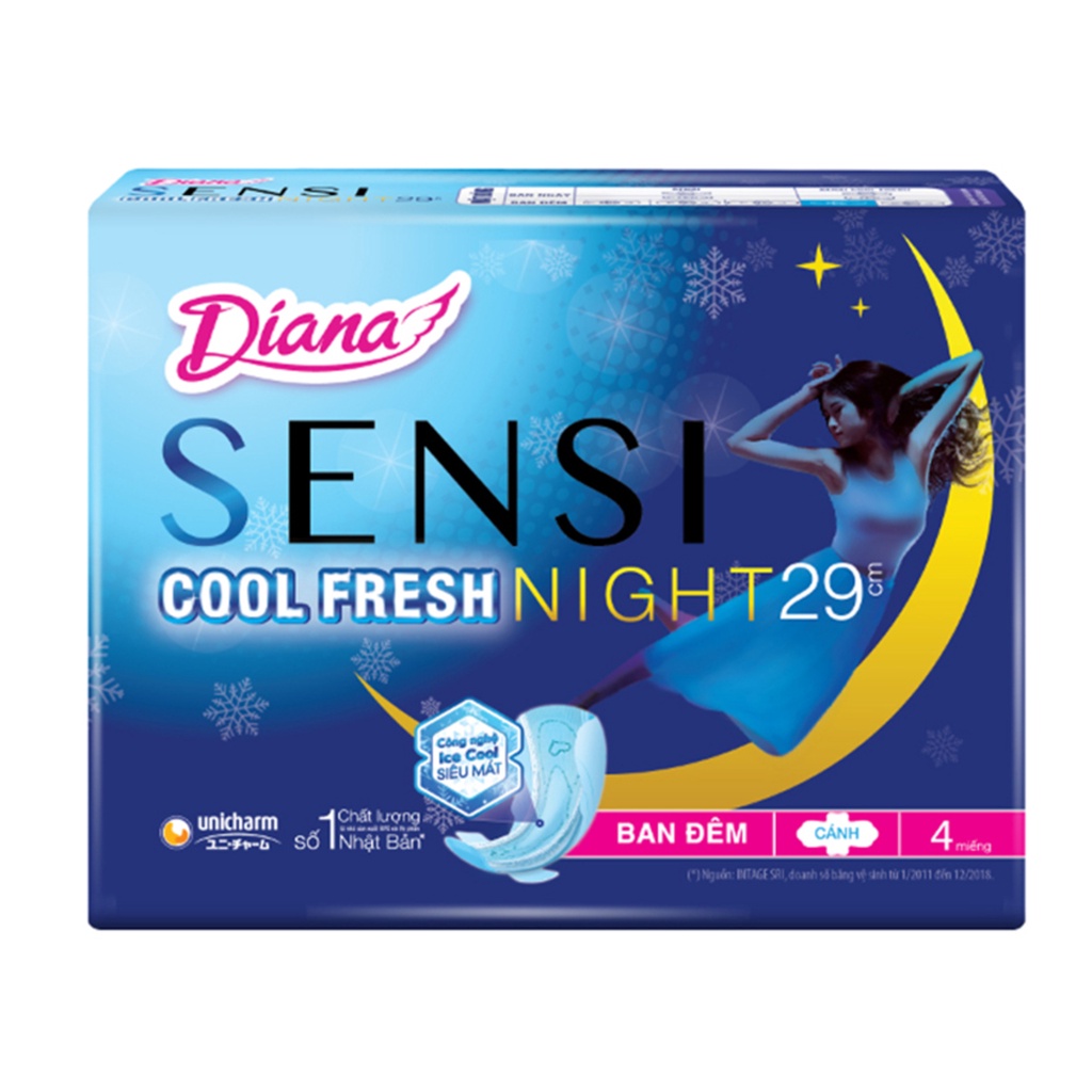 Combo 6 gói Băng vệ sinh Diana Sensi Cool Fresh Supernight 29cm 3 miếng/gói X6