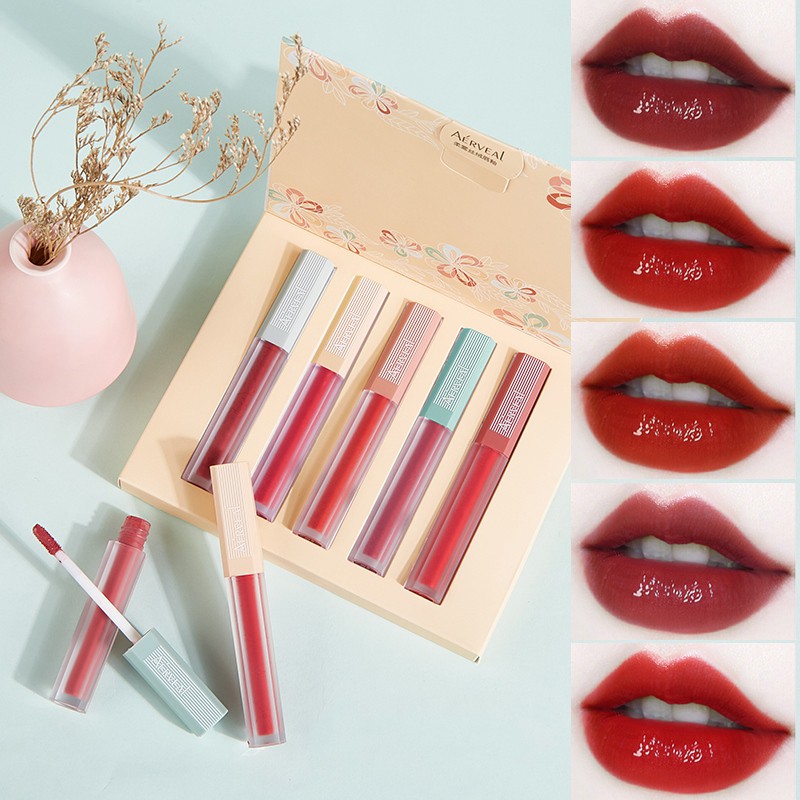 [Hàng mới về] Set son kem hiệu ứng bóng mượt dưỡng ẩm trang điểm môi lên màu nhanh không dính cốc Morandi