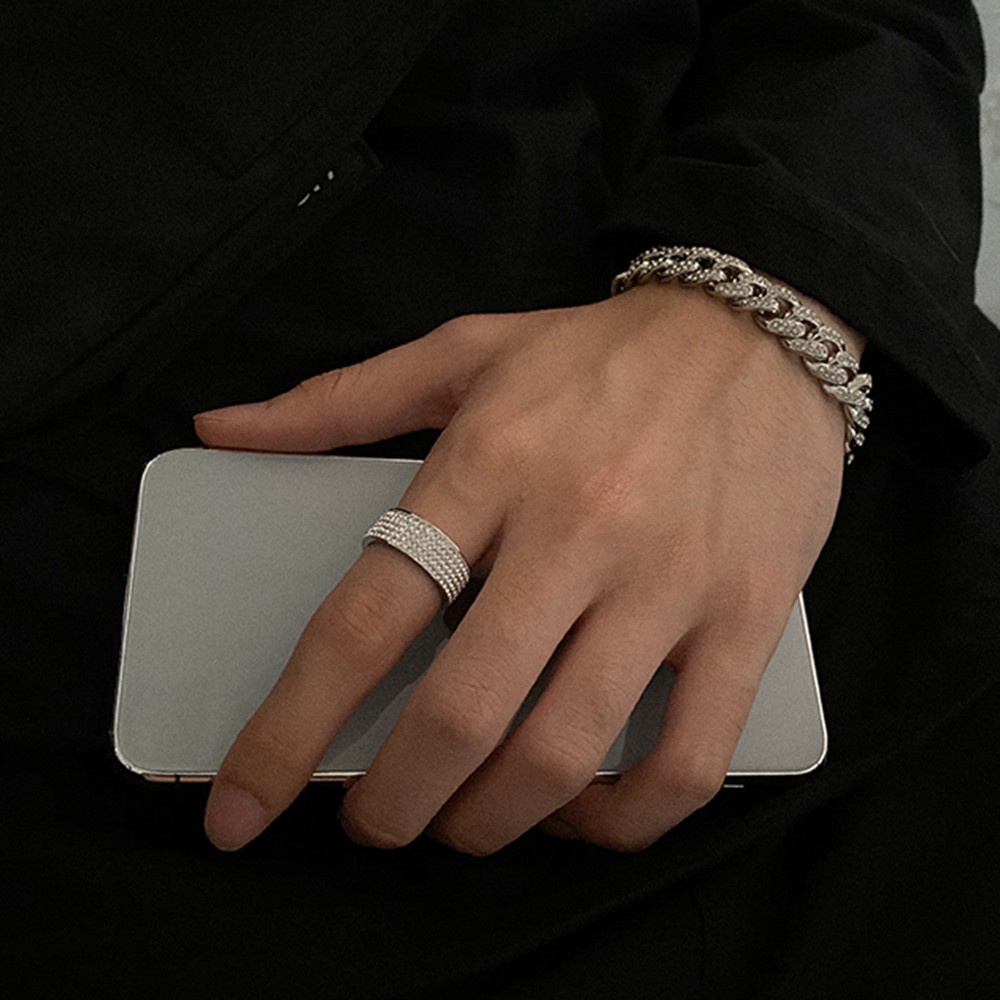 Nhẫn đeo ngón trỏ đính đá phong cách hip hop đường phố Âu Mỹ thời trang cá tính cho nam và nữ