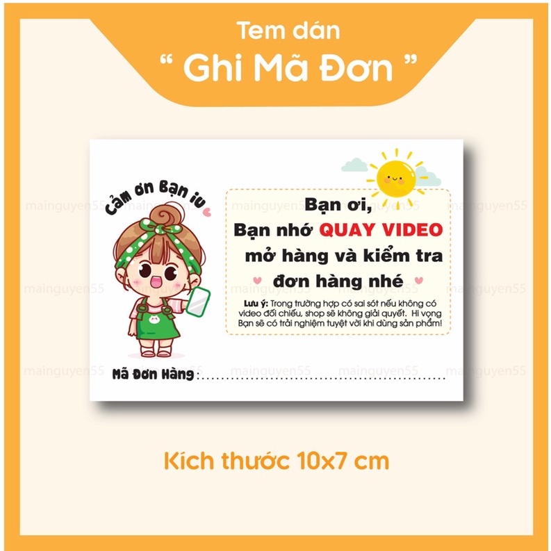 [ Sẵn ] Combo 100 Tem Dán Hộp , Ghi Mã Đơn, Nhắc Nhở Quay VIDEO