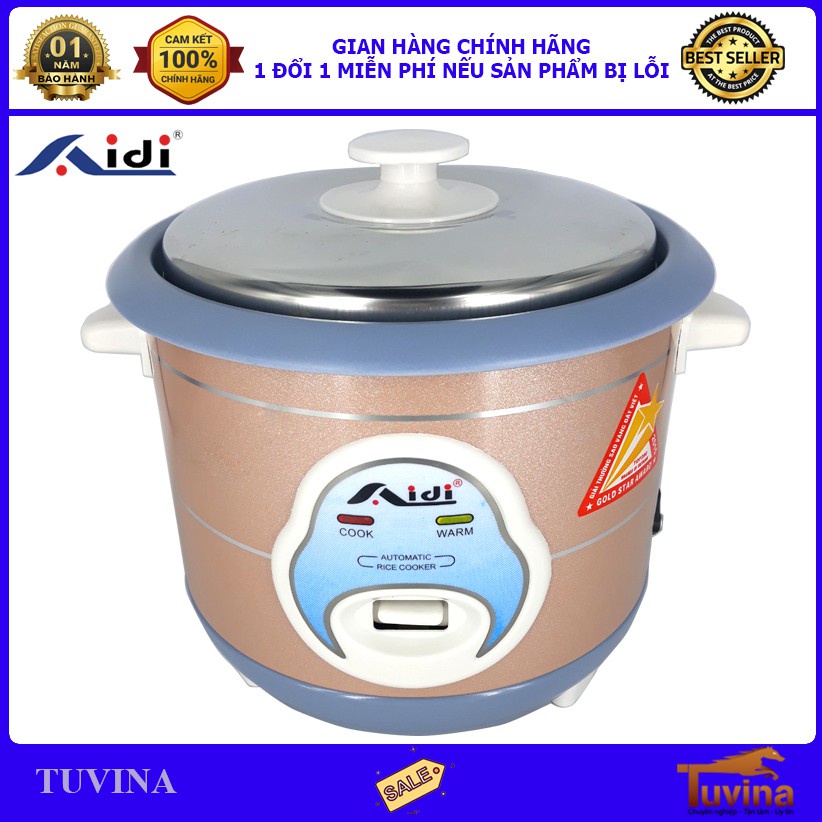 ☏Nồi Cơm Điện 1.2 Lít Aidi MR-SM 07F 2-4 Người Ăn - Chống Dính Hàng Chính Hãng (Bảo Hành 12 Tháng)